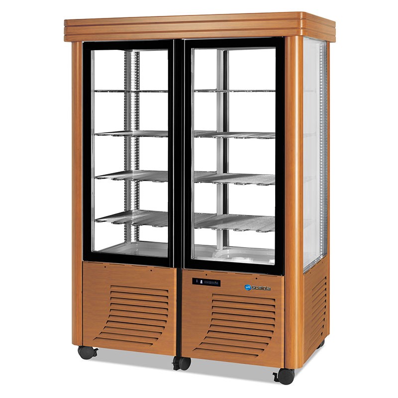 Vitrine 4 faces Négative Plateaux fixes SCAIOLA