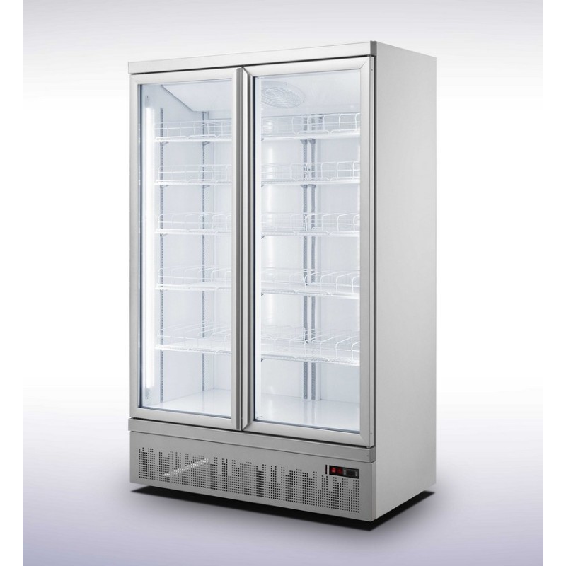 Réfrigérateur 2 portes en verre 1000L avec roues COMBISTEEL