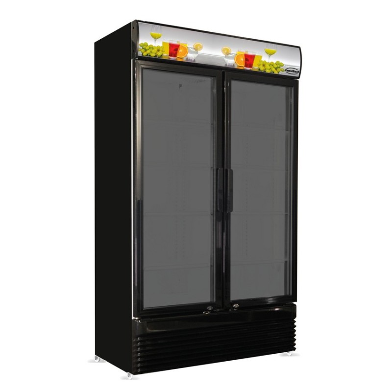 Réfrigérateur 2 portes en verre 780L int+ext noir COMBISTEEL