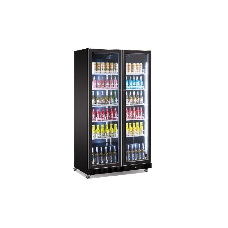 Réfrigérateur 2 portes en verre noir COMBISTEEL