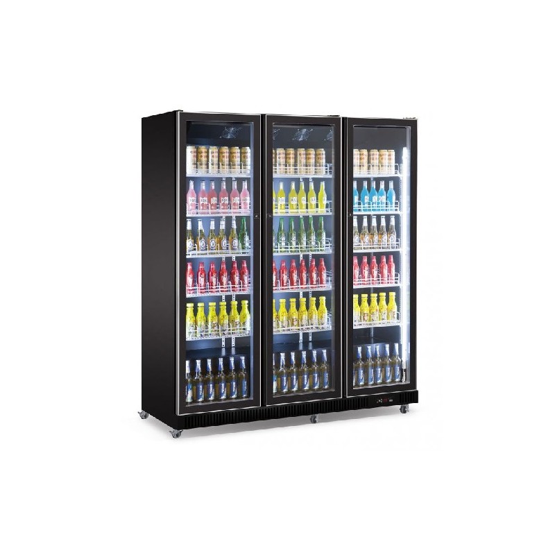 Réfrigérateur 3 portes en verre noir COMBISTEEL