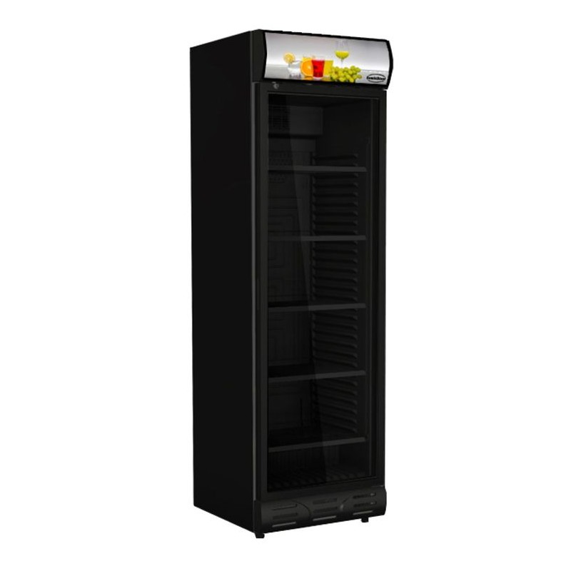 RÉFRIGÉRATEUR 1 PORTE EN VERRE NOIR SENS OUVERTURE PORTE GAUCHE COMBISTEEL