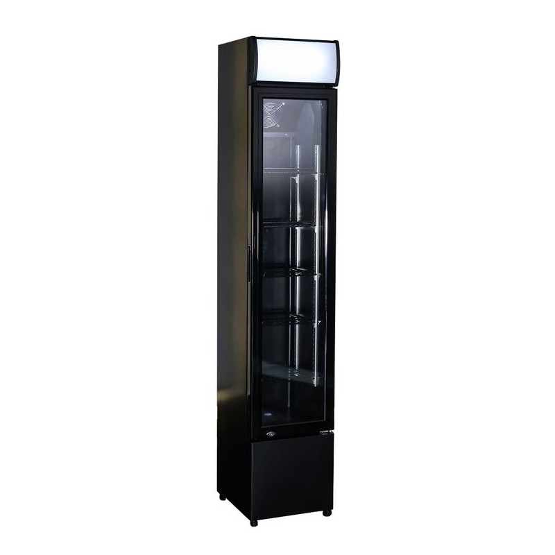 RÉFRIGÉRATEUR PORTE EN VERRE ÉTROIT NOIR COMBISTEEL