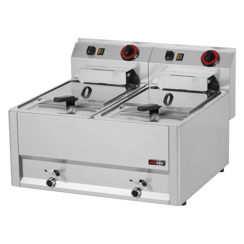 Friteuse à poser triphasée 2x8 L avec vidange REDFOX