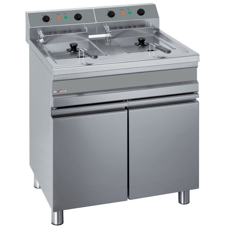 Friteuse électrique 2 cuves de 14 litres sur armoire DIVERSO