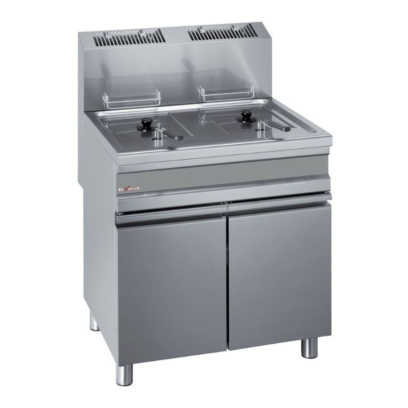 Friteuse gaz 2 cuves 15 litres sur armoire DIVERSO