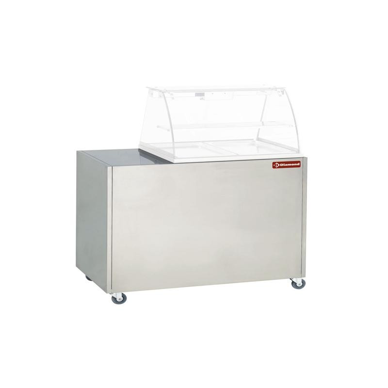 Vitrine bain-marie sur meuble inox DIAMOND