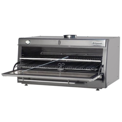 Four-BBQ à charbon, GN 2/1 + GN1/1 (150 Kg/h) inox DIAMOND