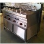 Barbecue gaz rotatif pierre volcanique sur meuble