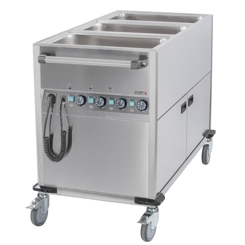 Chariot bain-marie à eau 3xGN 1/1 avec soubassement chauffant vertical CASSELIN