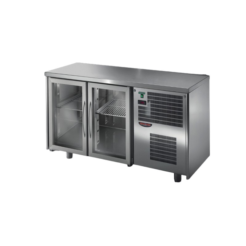 Table réfrigérée positive 2 portes vitrées, 200L Tecnodom