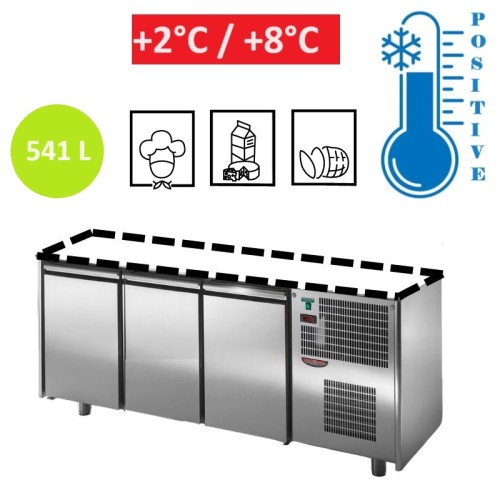 Table réfrigérée INOX 3 portes sans Plan de travail Tecnodom