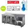 Table réfrigérée 3 portes vitrées avec dosseret Tecnodom