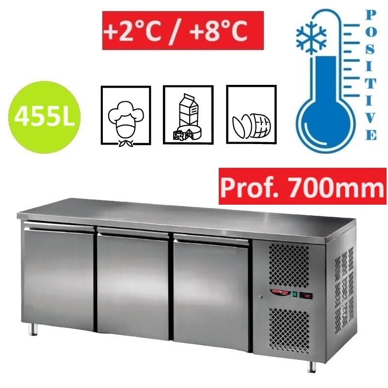 Table réfrigérée positive INOX 3 portes GN 1/1 Tecnodom