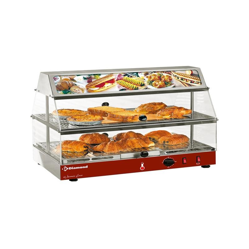 Vitrine chauffante avec bloc lumineux, 2 étages DIAMOND