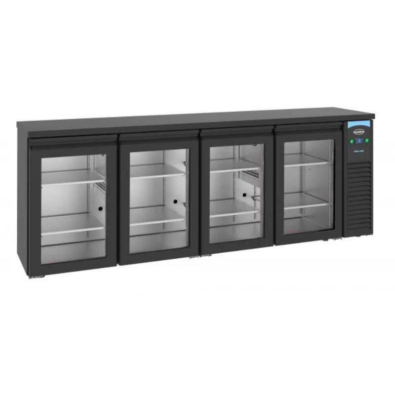 ARRIÈRE BAR RÉFRIGÉRÉE NOIR 4 PORTES EN VERRE COMBISTEEL