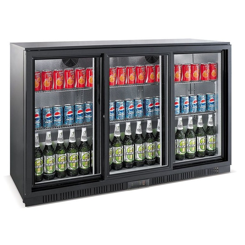 ARRIÈRE BAR RÉFRIGÉRÉE NOIR 3 PORTES COULISST COMBISTEEL