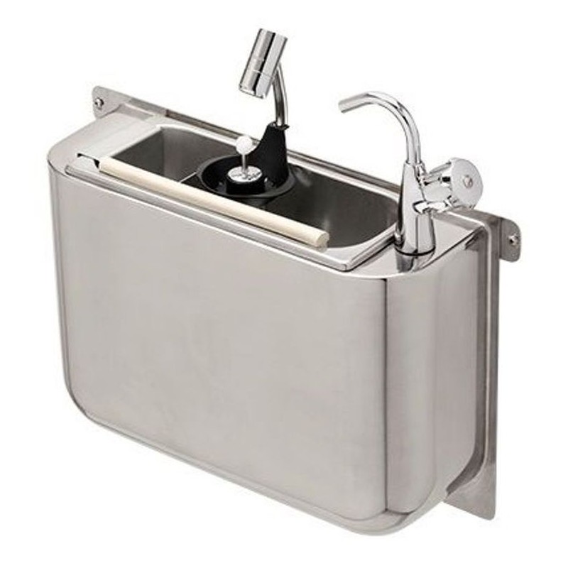 CUILLÈRE À GLACE ÉVIER AVEC ROBINET ET DOUCHETTE 410X120X270 AVEC TROU D'ÉVACUATION, RACCORDEMENT À L'EAU ET TUYAU D'ÉVAC