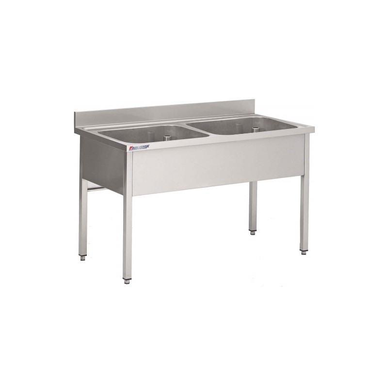 Plonge inox 2 bacs sans egoutoire 1200x600