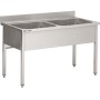 Plonge inox 2 bacs sans egoutoire 1200x600