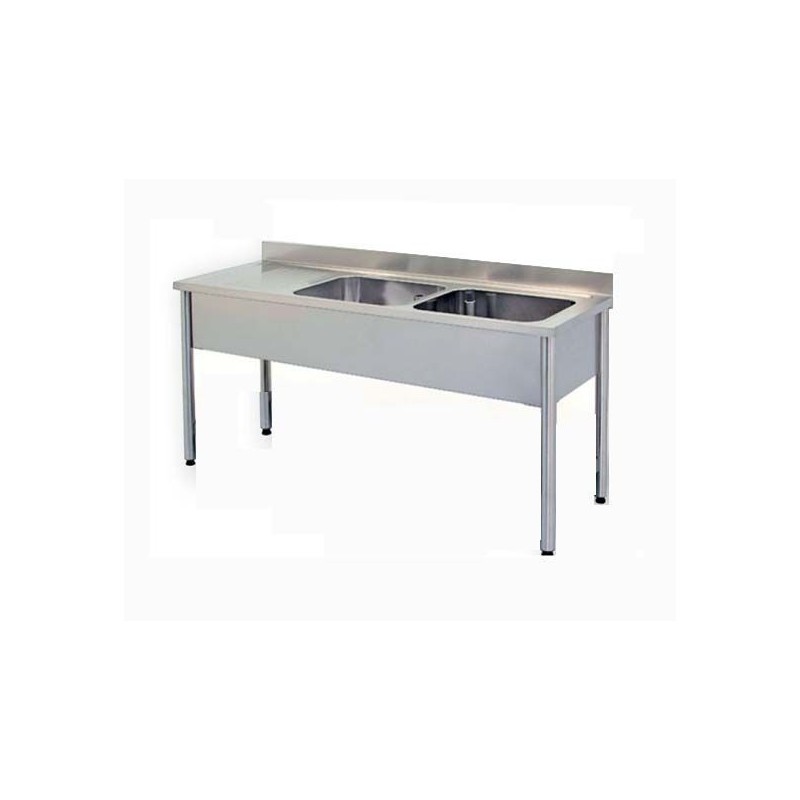 Plonge Inox Largeur 1900 mm - 2 Bacs à Droite