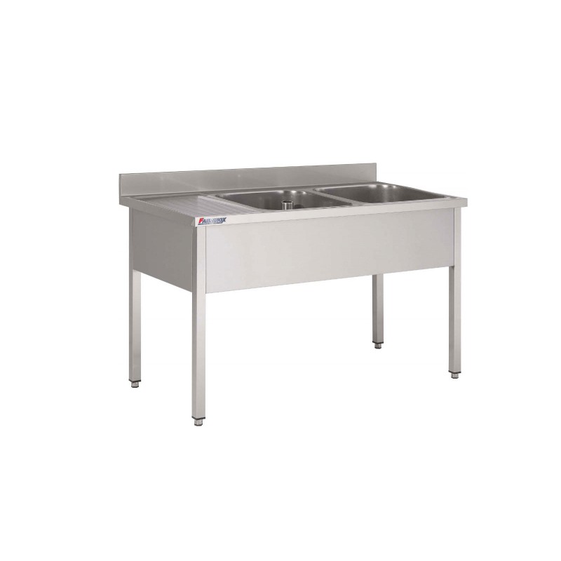 Plonge Inox Largeur 2000 mm - 2 Bacs à Droite