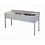 Plonge Inox Largeur 1500 mm - 2 Bacs à Droite