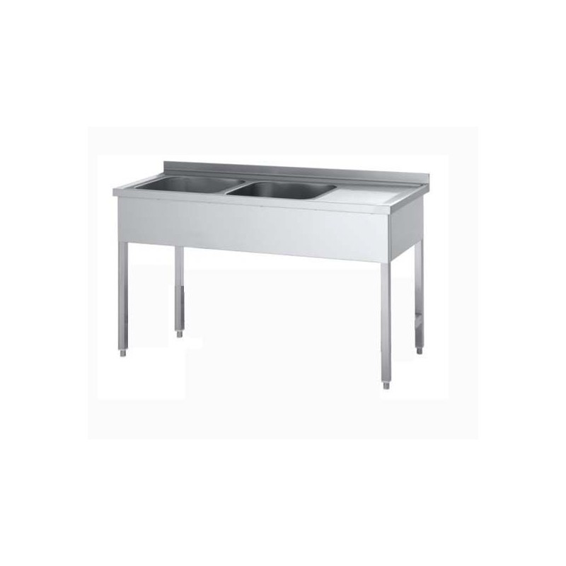 Plonge Inox Largeur 1500 mm - 2 Bacs à Gauche