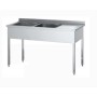 Plonge Inox Largeur 1500 mm - 2 Bacs à Gauche