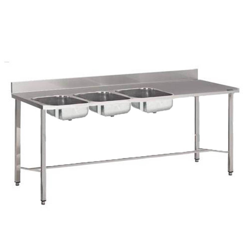 Plonge inox Largeur 1500mm avec Egouttoire - 3Bacs