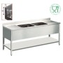 Plonge 2 bacs 2400x700mm avec 2 égouttoirs COMBISTEEL