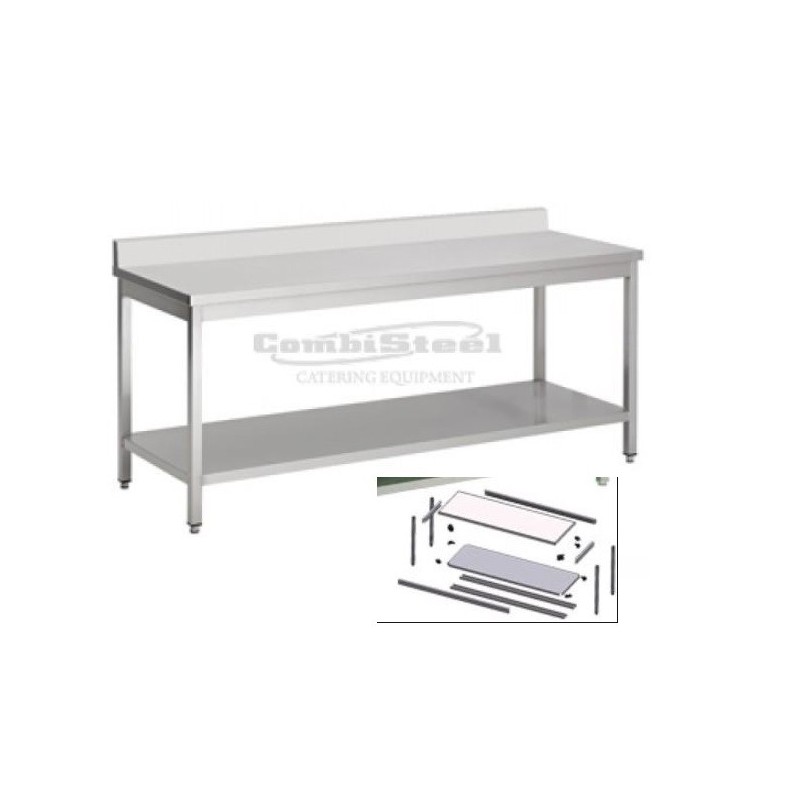 Table de travail inox adossée démontable 1200x700 COMBISTEEL