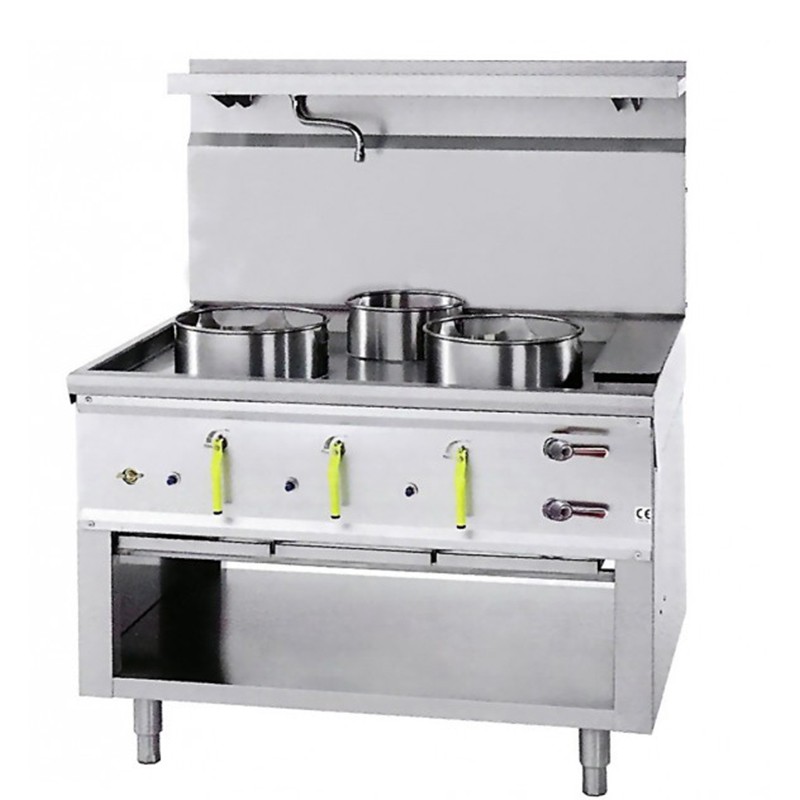 Wok asiatique 3Tiroirs 3Brûleurs Ø290mm et Ø230mm BERTRAND