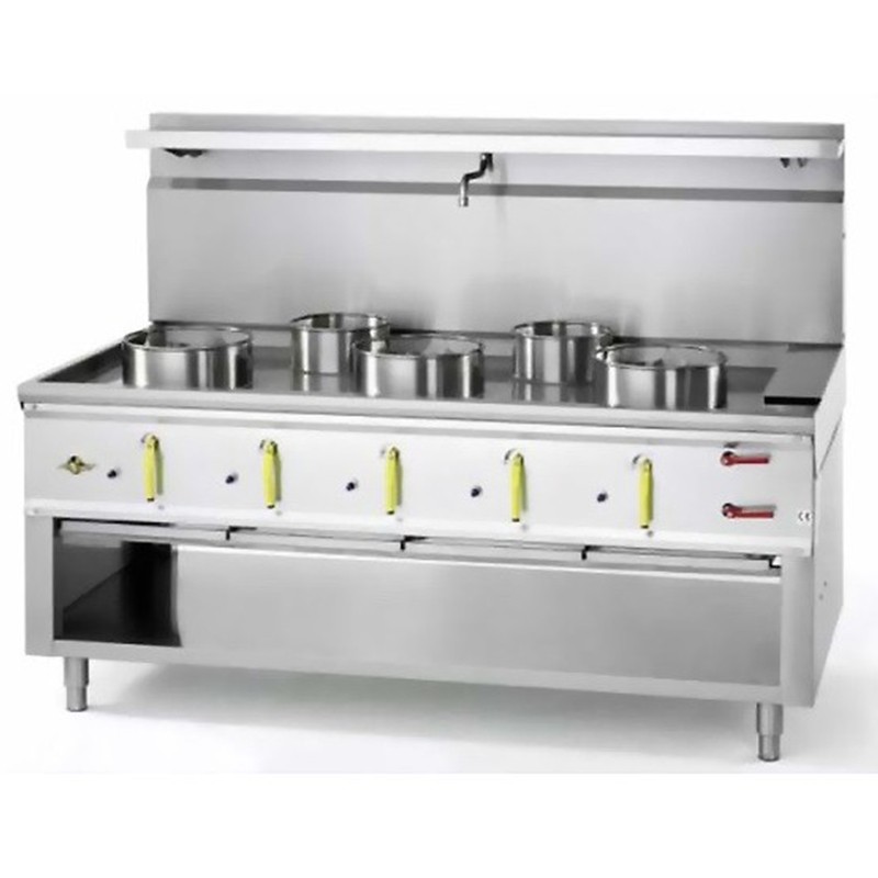 Wok asiatique 4Tiroirs 5Brûleurs Ø290mm et Ø230mm BERTRAND