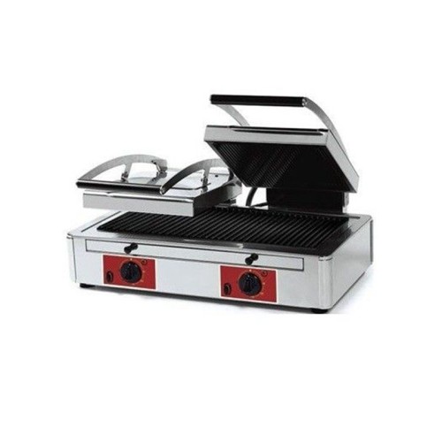 Appareil à panini vitrocéramique rainurée double ROLLER GRILL